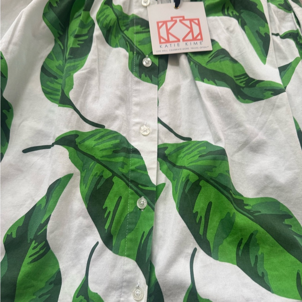 Katie Kime White Skirt with Green Leaf Print - Picture 11 of 14
